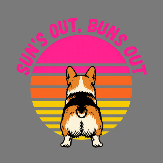 Sun's Out Buns Out Funny Corgi Dog Design T-shirt