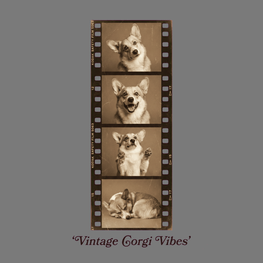 Vintage Corgi Vibes Filmstrip Style Print