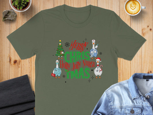 Merry Chris Holly Jolly Nurse Xmas T-shirt
