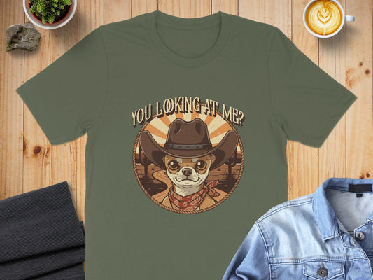 You Looking At Me Cowboy Dog Graphic T-Shirt
