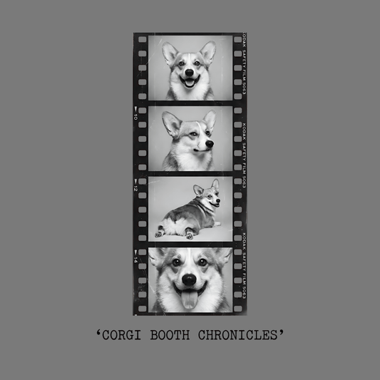 Corgi Booth Chronicles Black and White Photography Art