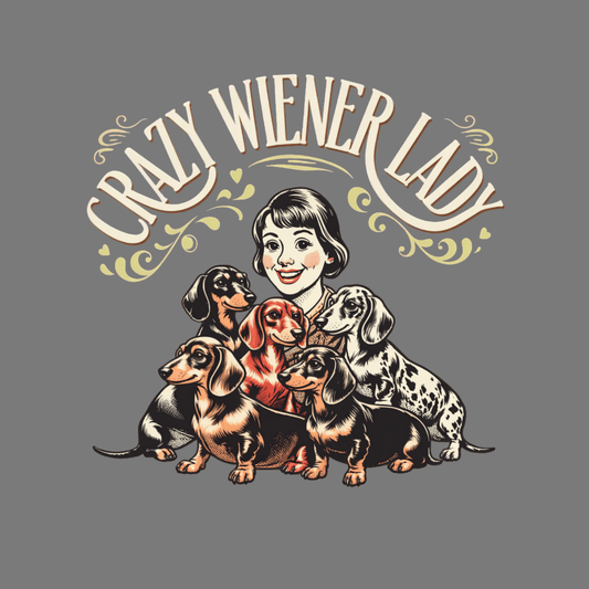 Crazy Wiener Lady Print Dachshund Dog Design Shirt