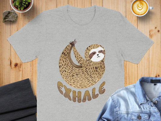 Relaxed Sloth Exhale Graphic Tee Shirt for Casual Wear