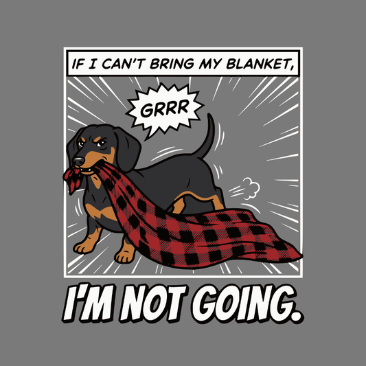 Funny Dachshund Cartoon with Blanket Graphic Apparel