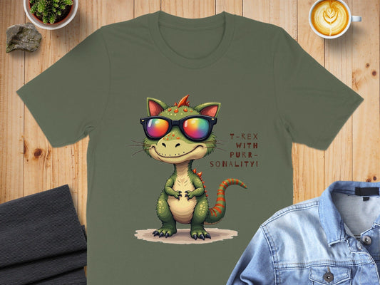 Cool Dinosaur with Sunglasses Graphic T-Shirt