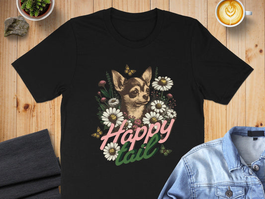 Happy Tail Floral Chihuahua Graphic Tee