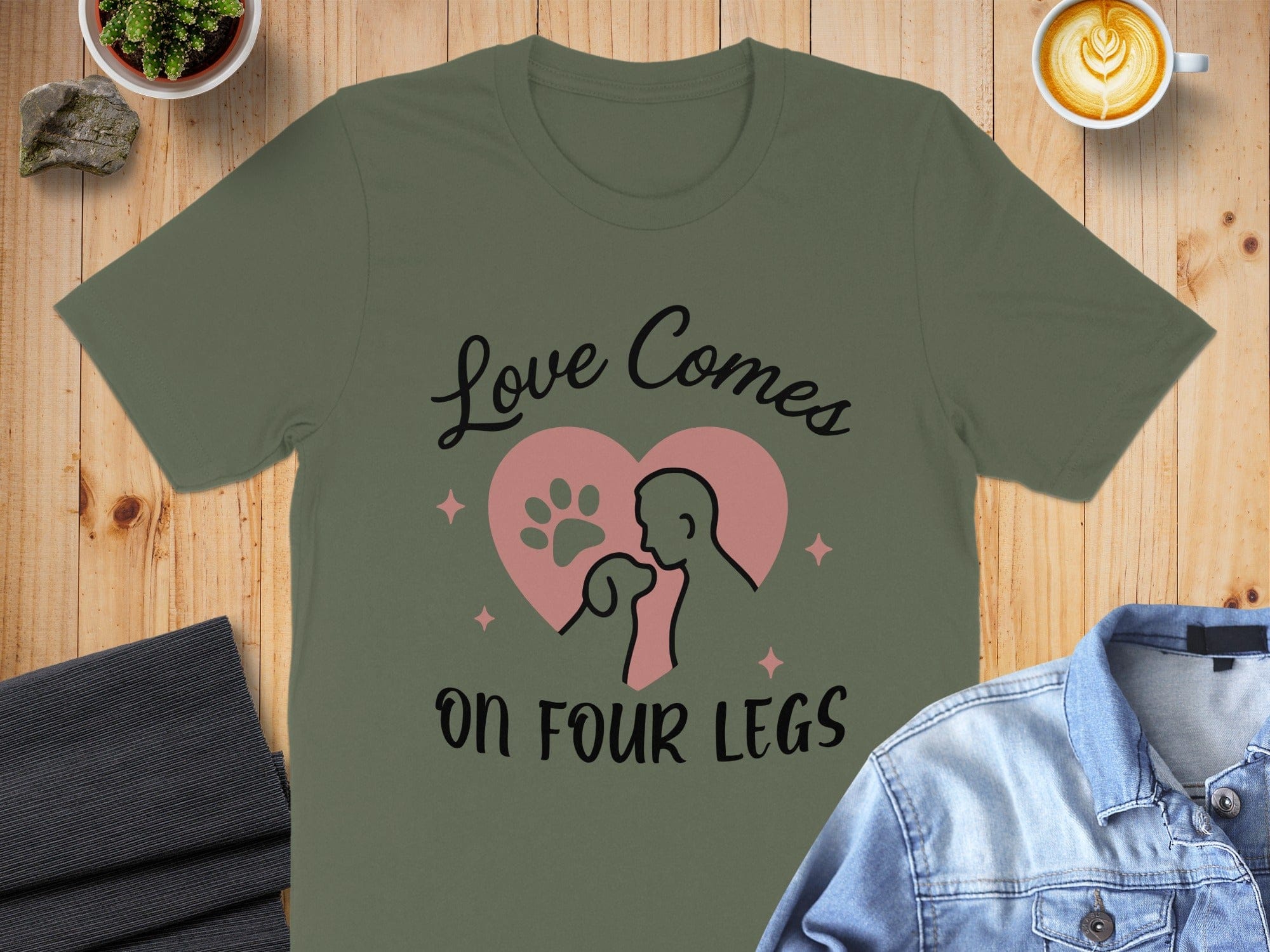 Love Comes On Four Legs Heart Dog Lovers T-Shirt