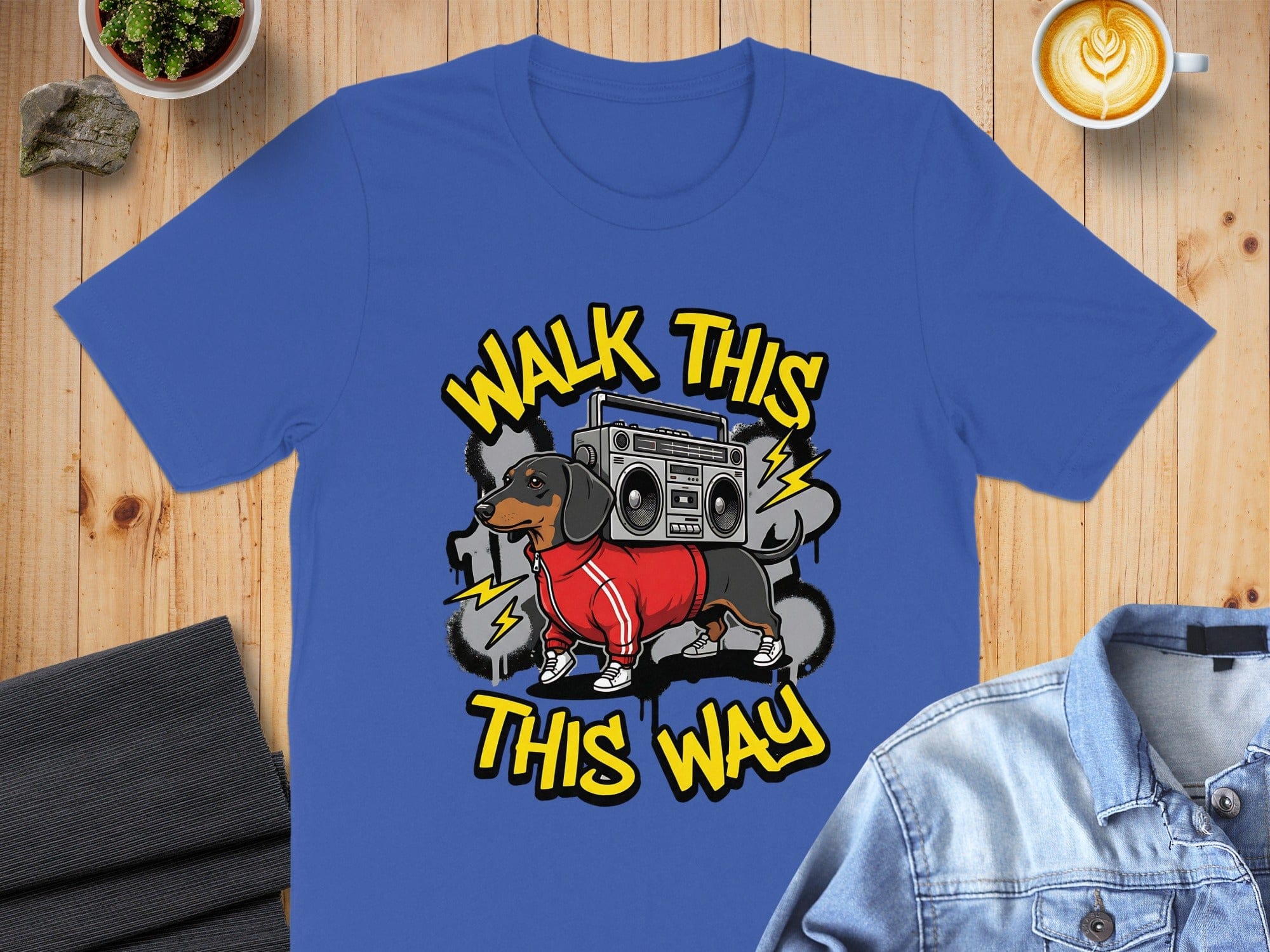 Walk This Way Dachshund Dog Boombox Graphic T-Shirt