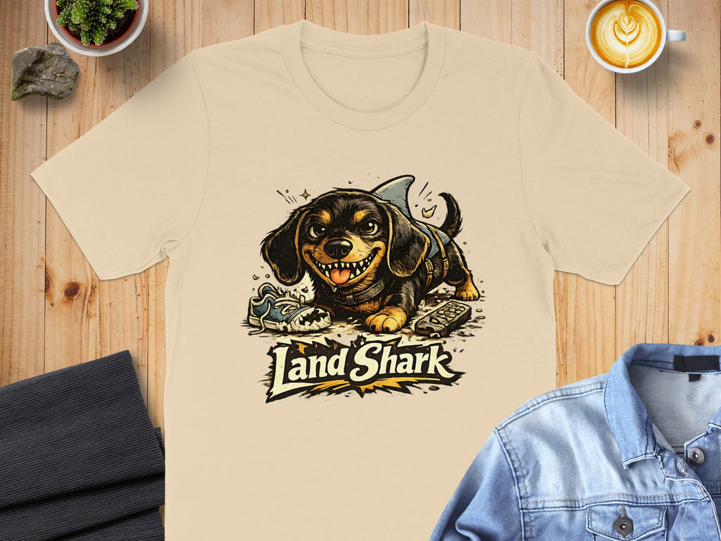 Playful Land Shark Dog Illustration T-Shirt Product