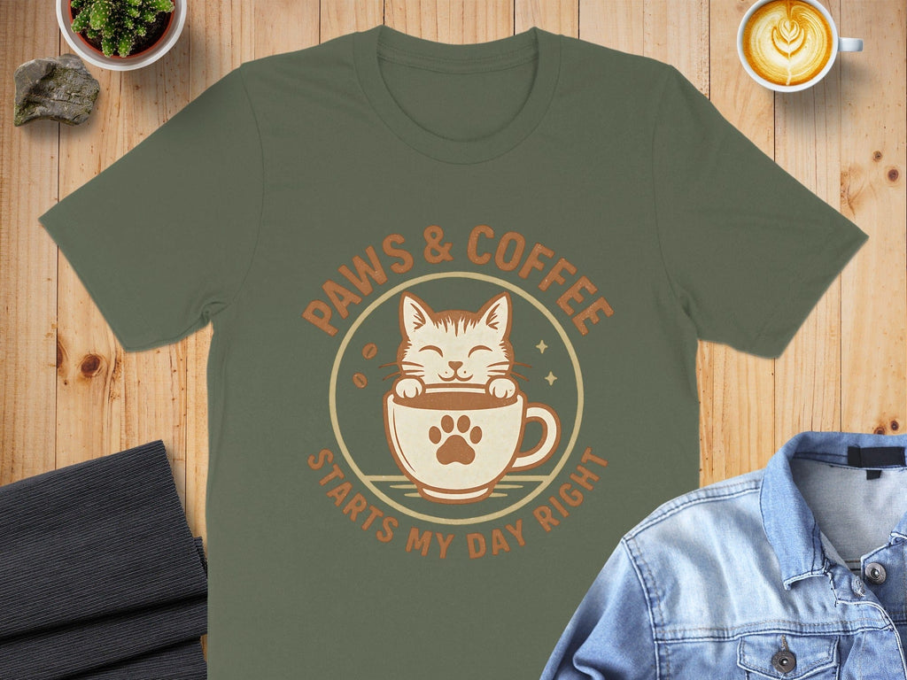 Paws and Coffee Starts My Day Right T-Shirt