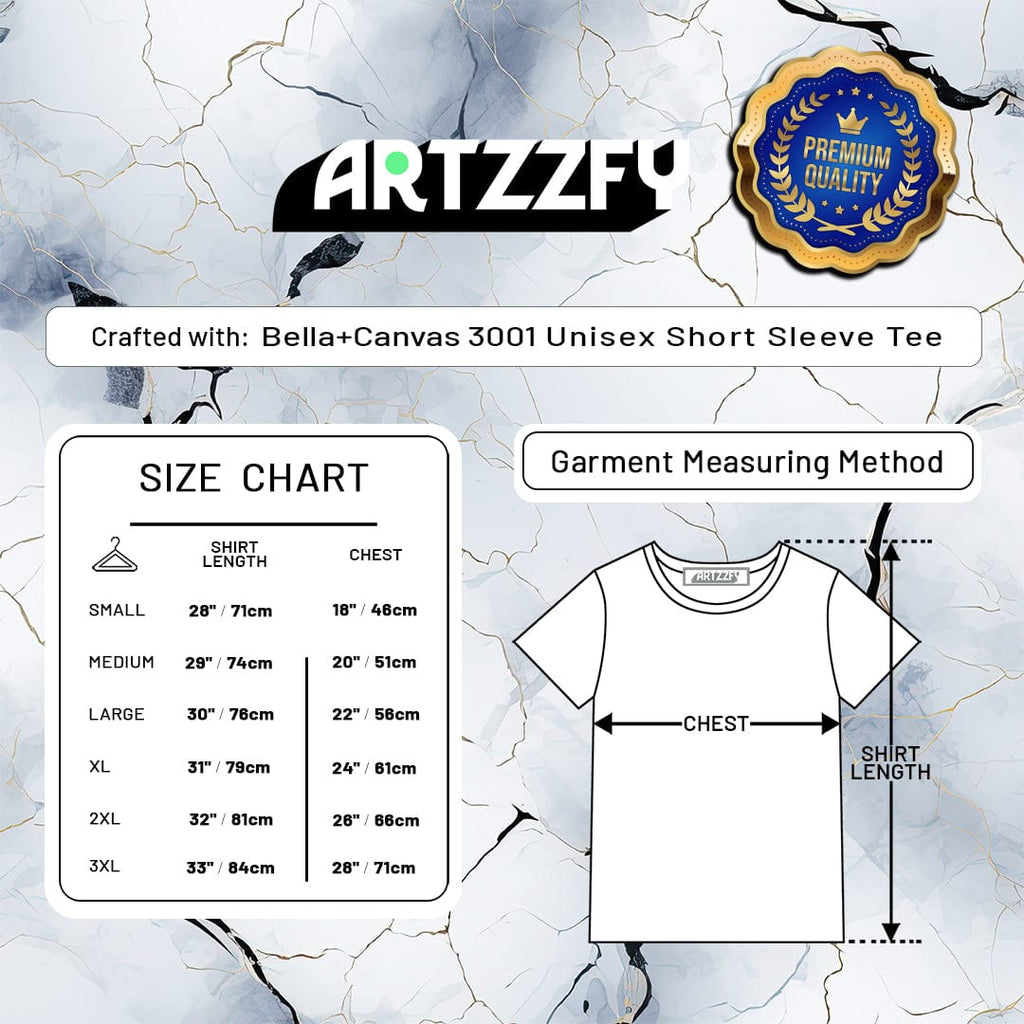ARTZZFY Unisex Short Sleeve Tee with Size Chart