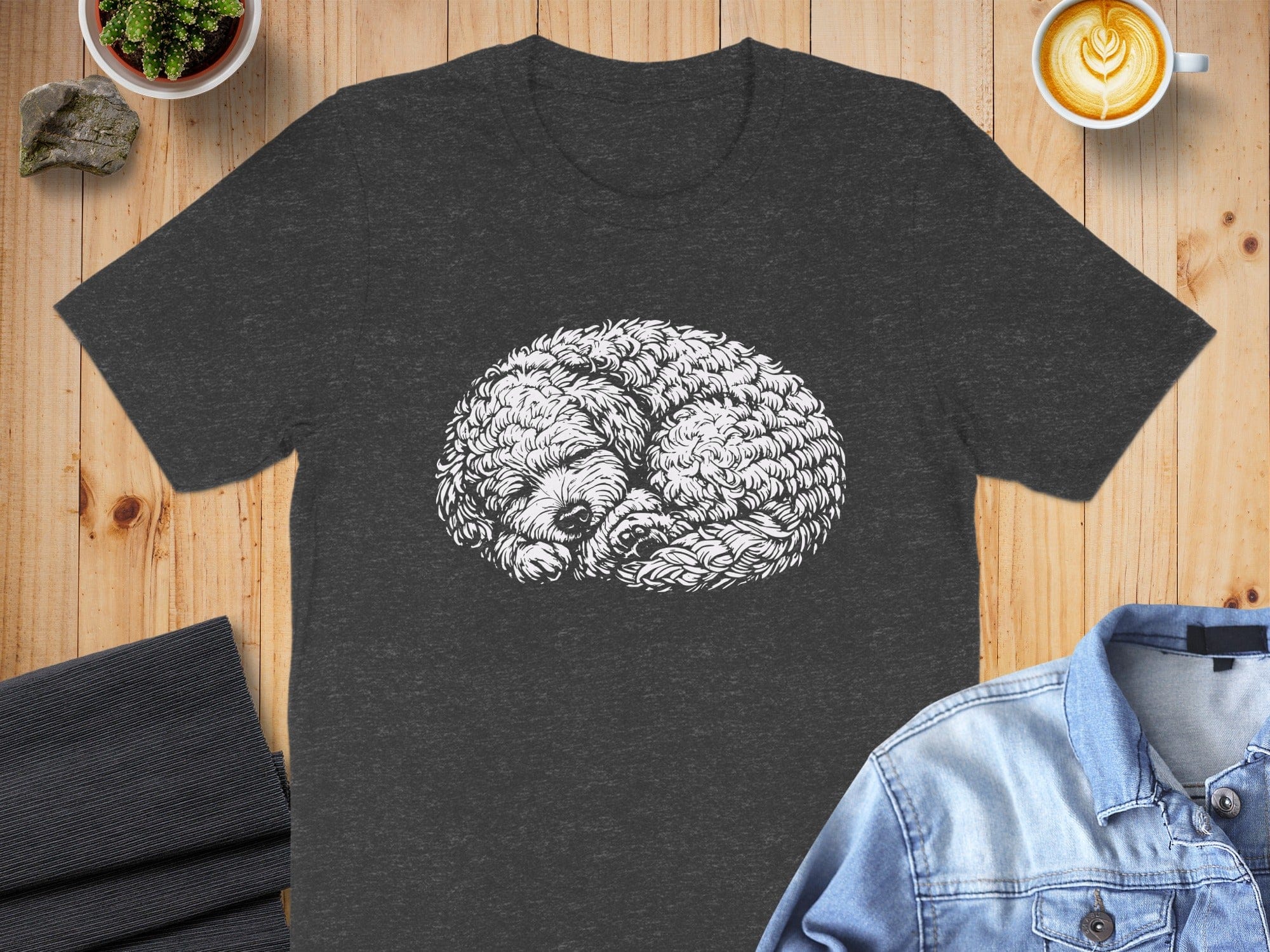 Adorable Sleeping Puppy Graphic on Black Shirt product