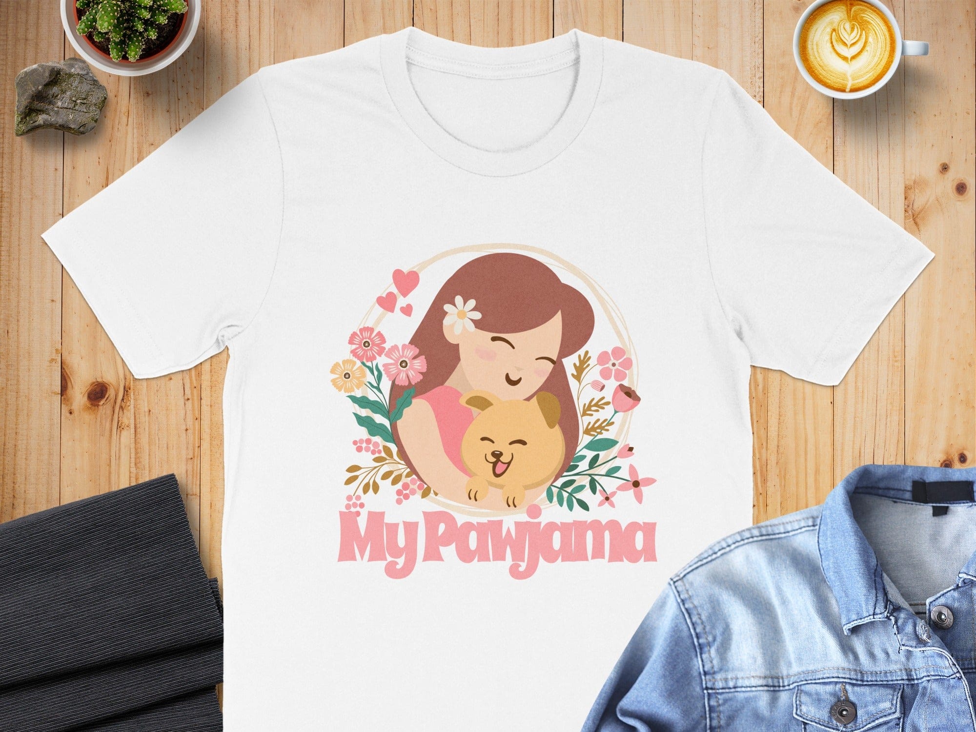 Cute Girl and Dog Cartoon My Pawjama T-shirt