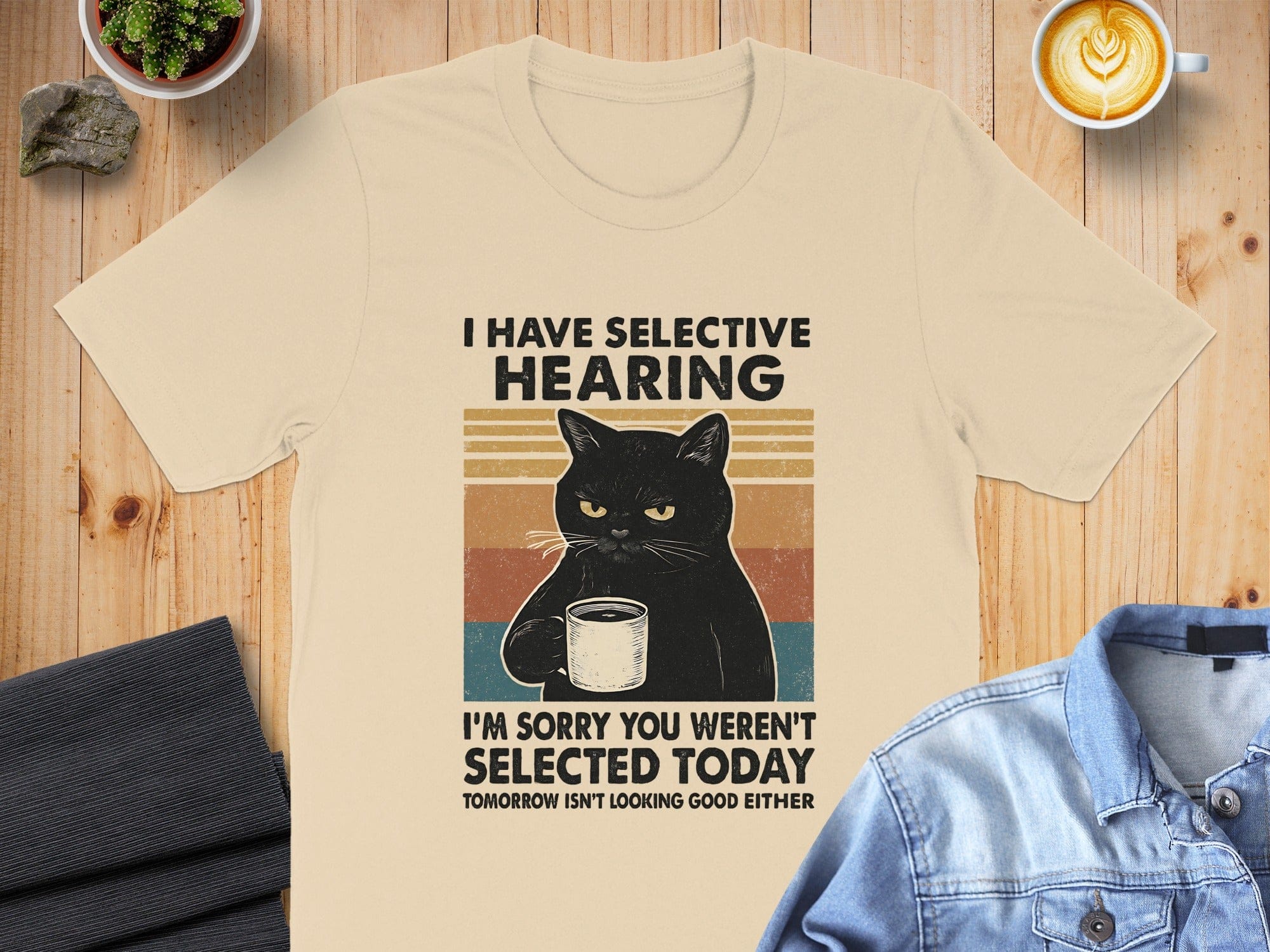 I Have Selective Hearing Funny Cat Graphic T-Shirt