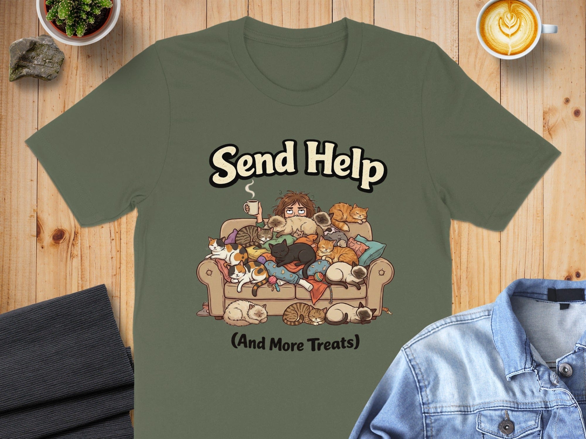 Funny Send Help And More Treats Cat Lover Shirt