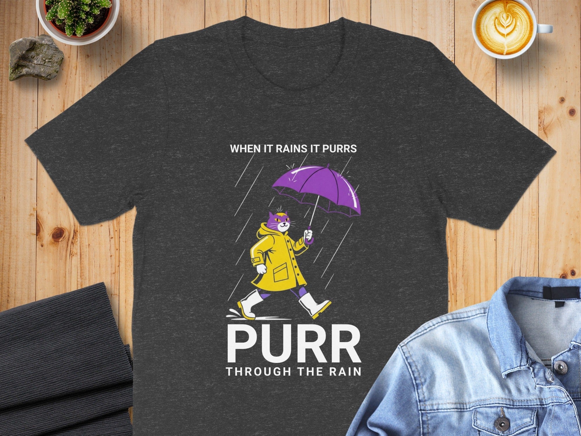 When It Rains It Purrs Through The Rain T-shirt