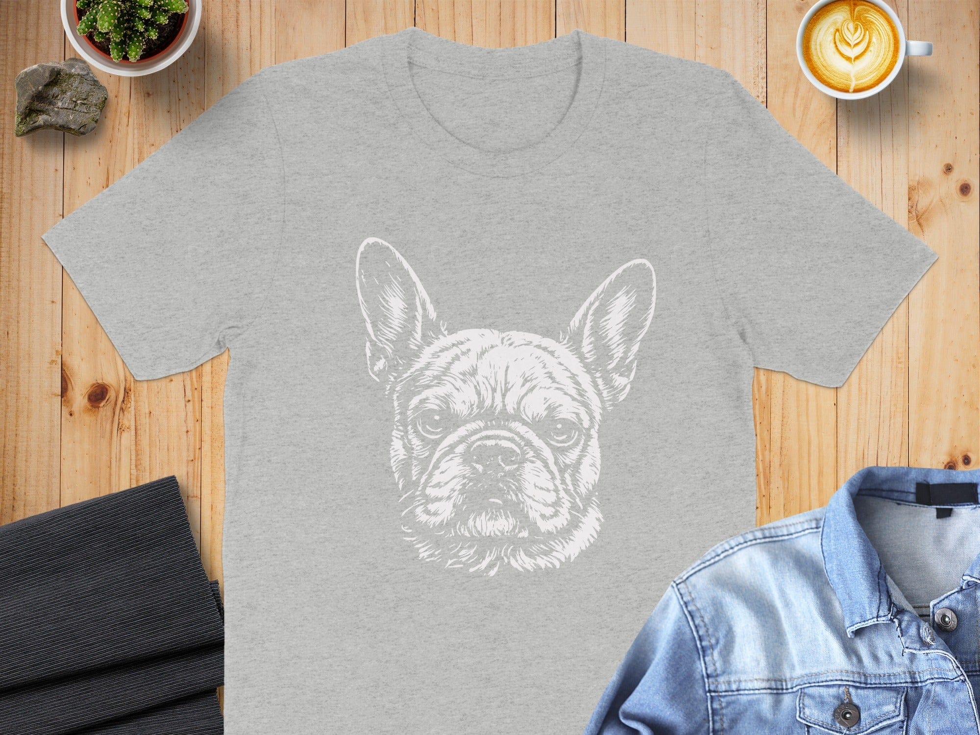 Hand Drawn French Bulldog Head Graphic T-Shirt