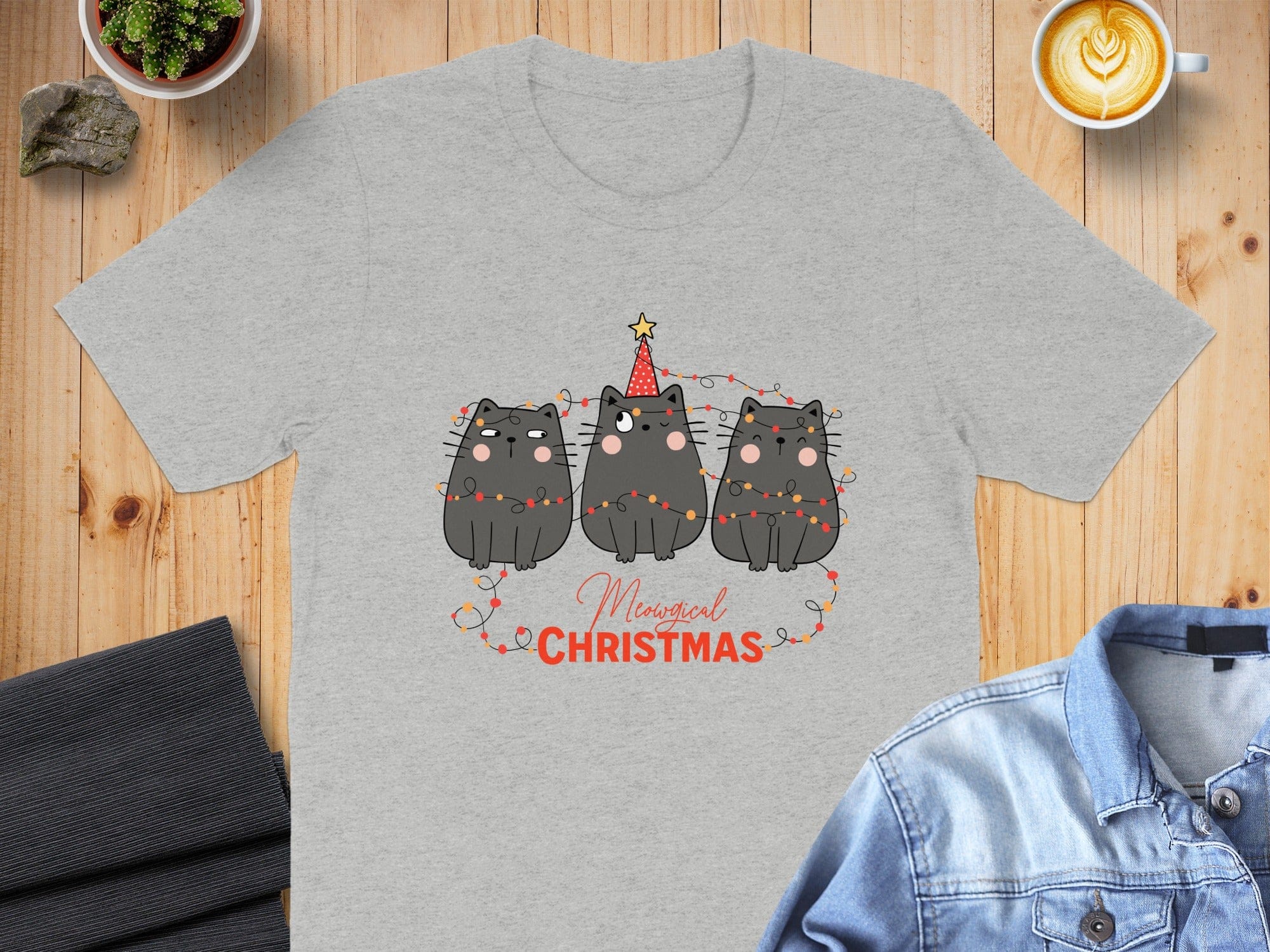 Meowy Christmas Cat Graphic Shirt for Festive Holiday