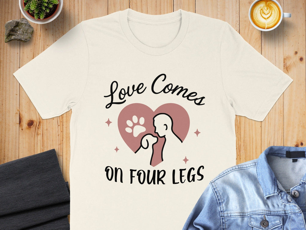 Love Comes On Four Legs Heart and Paw T-shirt