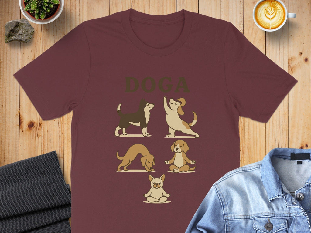 Humorous DOGA Yoga Dogs Graphic Design T-shirt