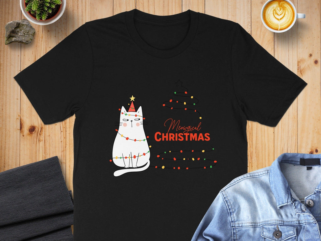 Magical Christmas Cat with Holiday Lights T-Shirt