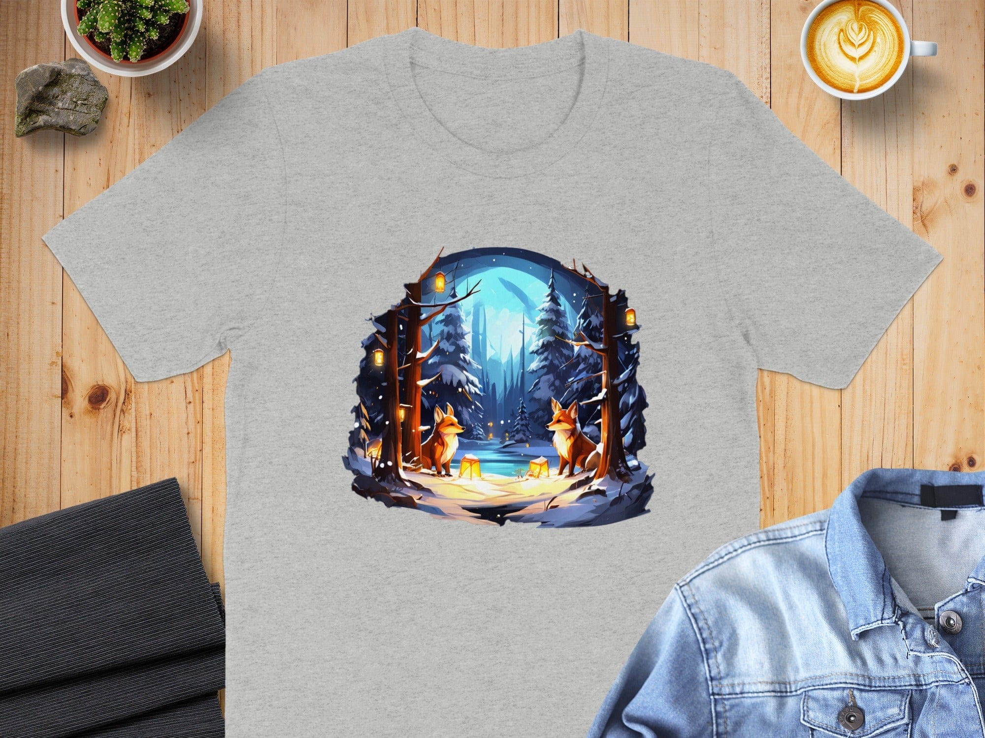 Winter Forest Animal Scene Graphic Tee product