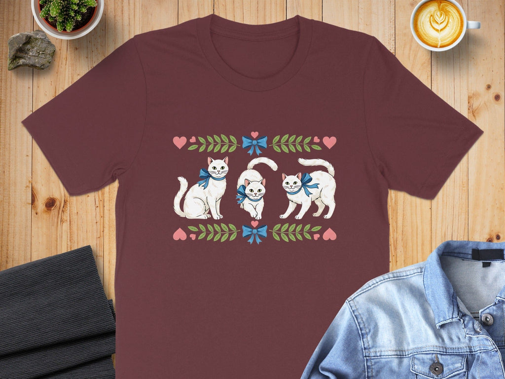 Cute Cats With Bows Graphic T-shirt