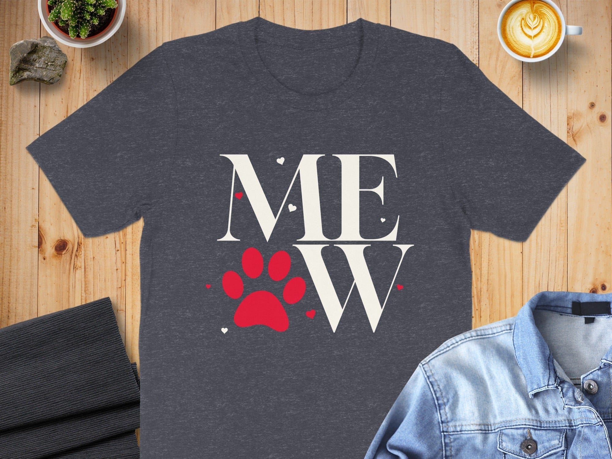 Cute MEW Paw Print Graphic T-Shirt Design