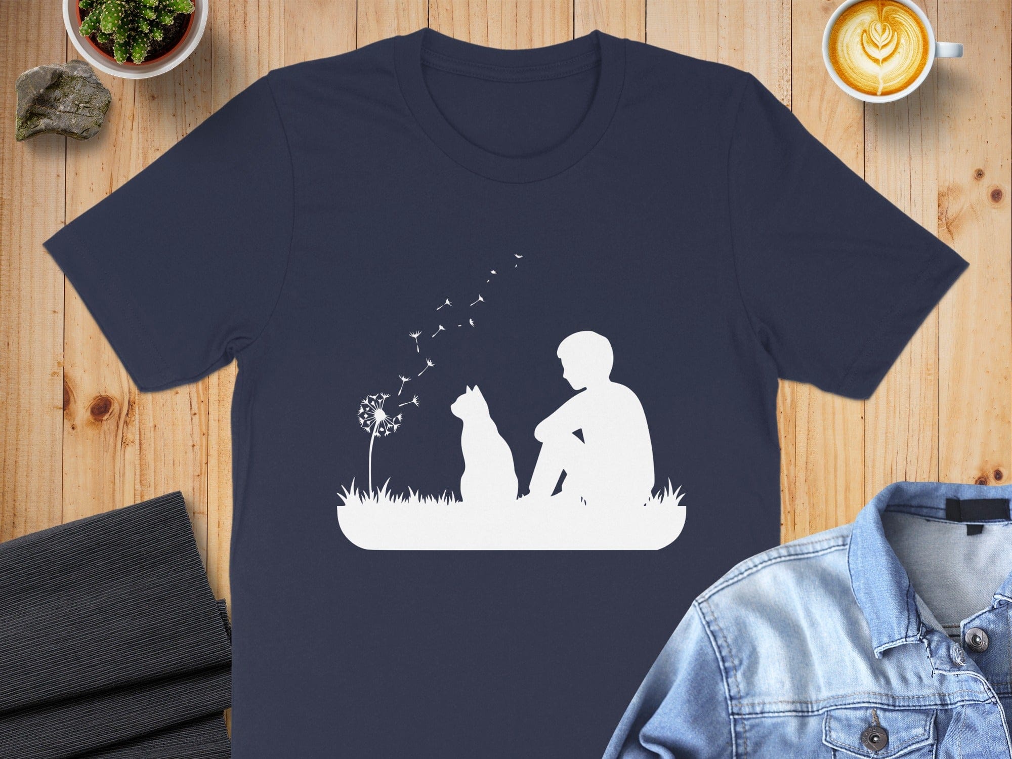 Boy and Dog Silhouette with Dandelion Shirt Product