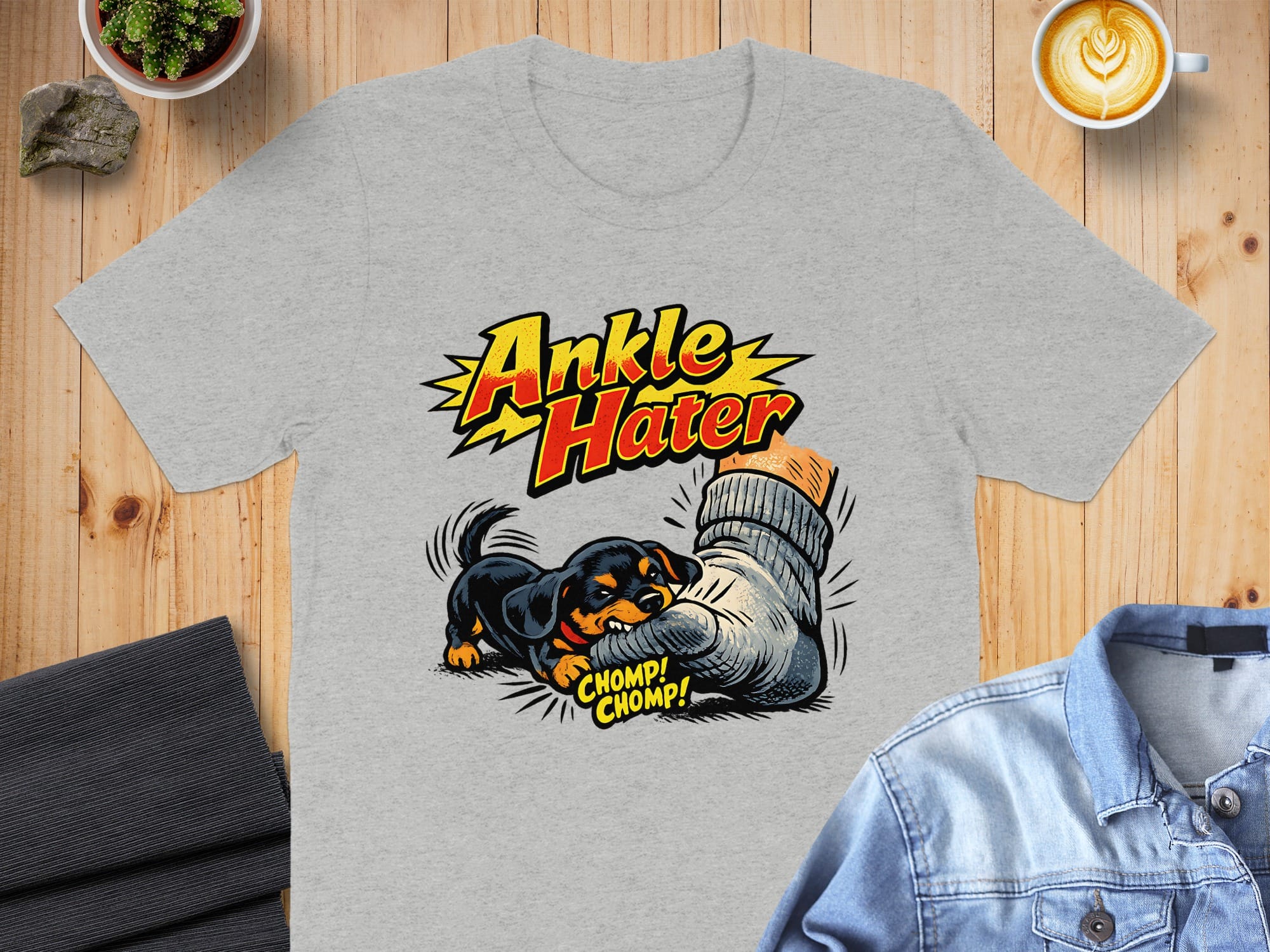 Ankle Hater Chomp Chomp Text Graphic T-Shirt
