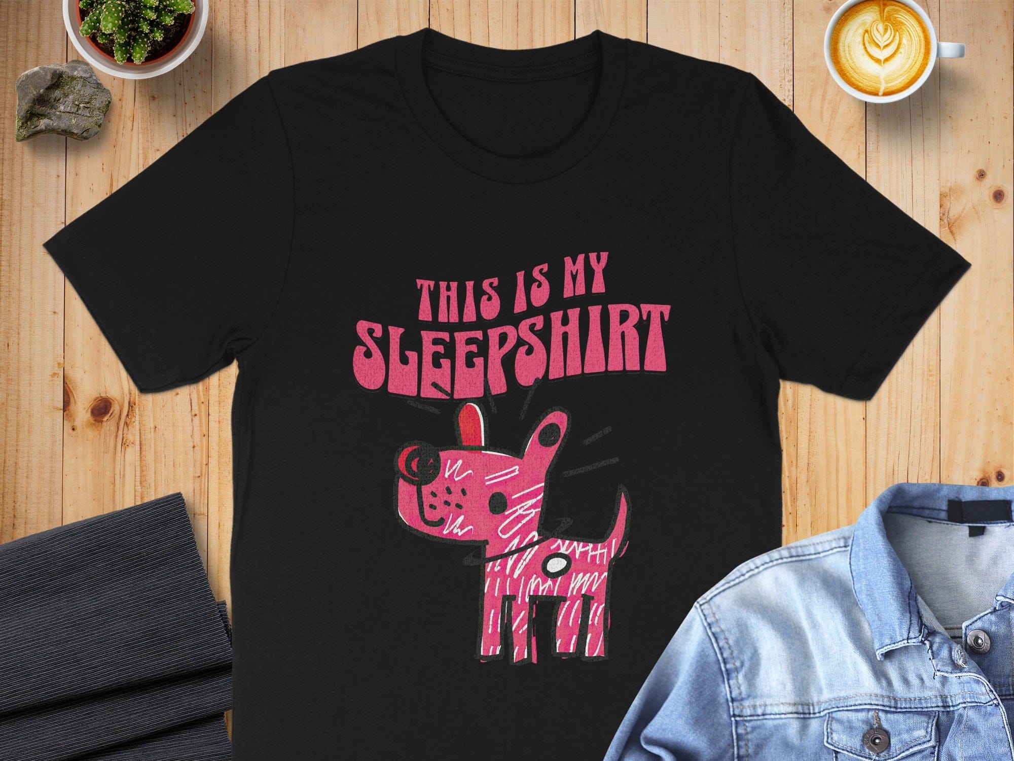 This Is My Sleepshirt Pink Dog Design T-shirt