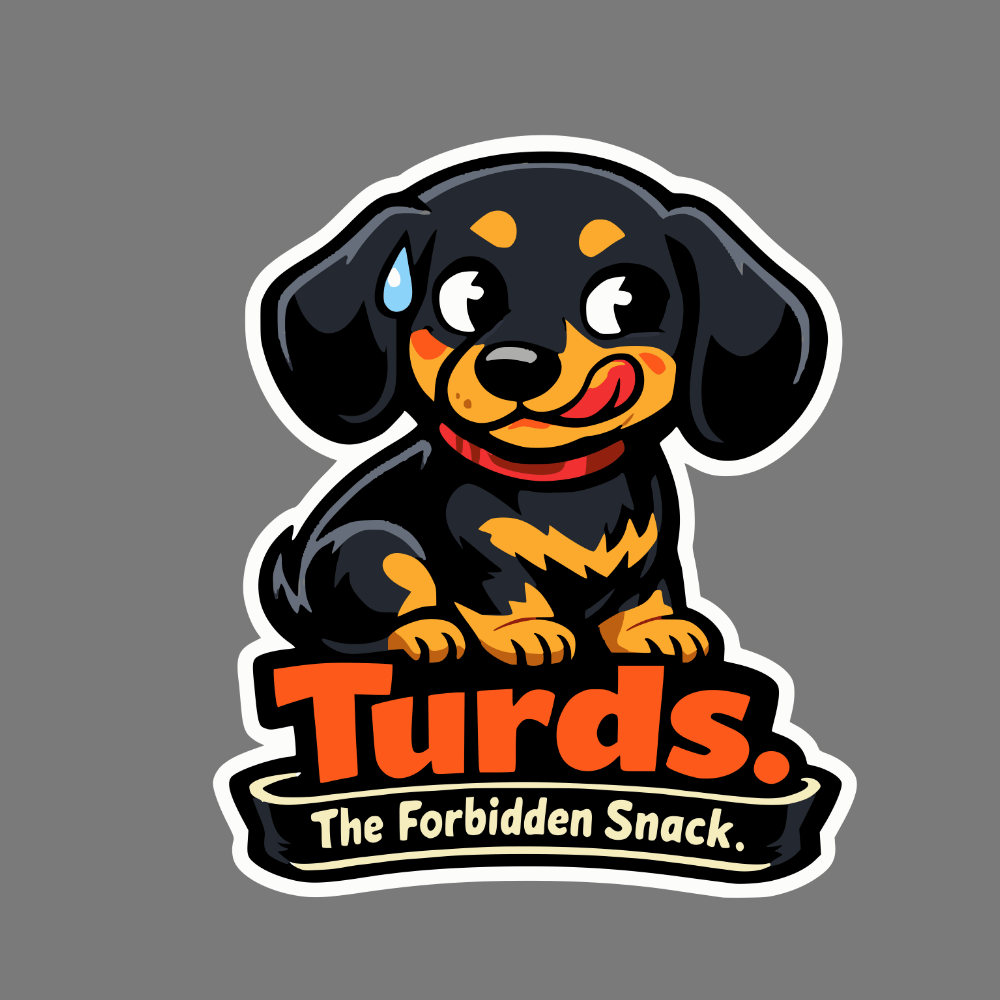 Turds The Forbidden Snack Funny Dog Sticker Design