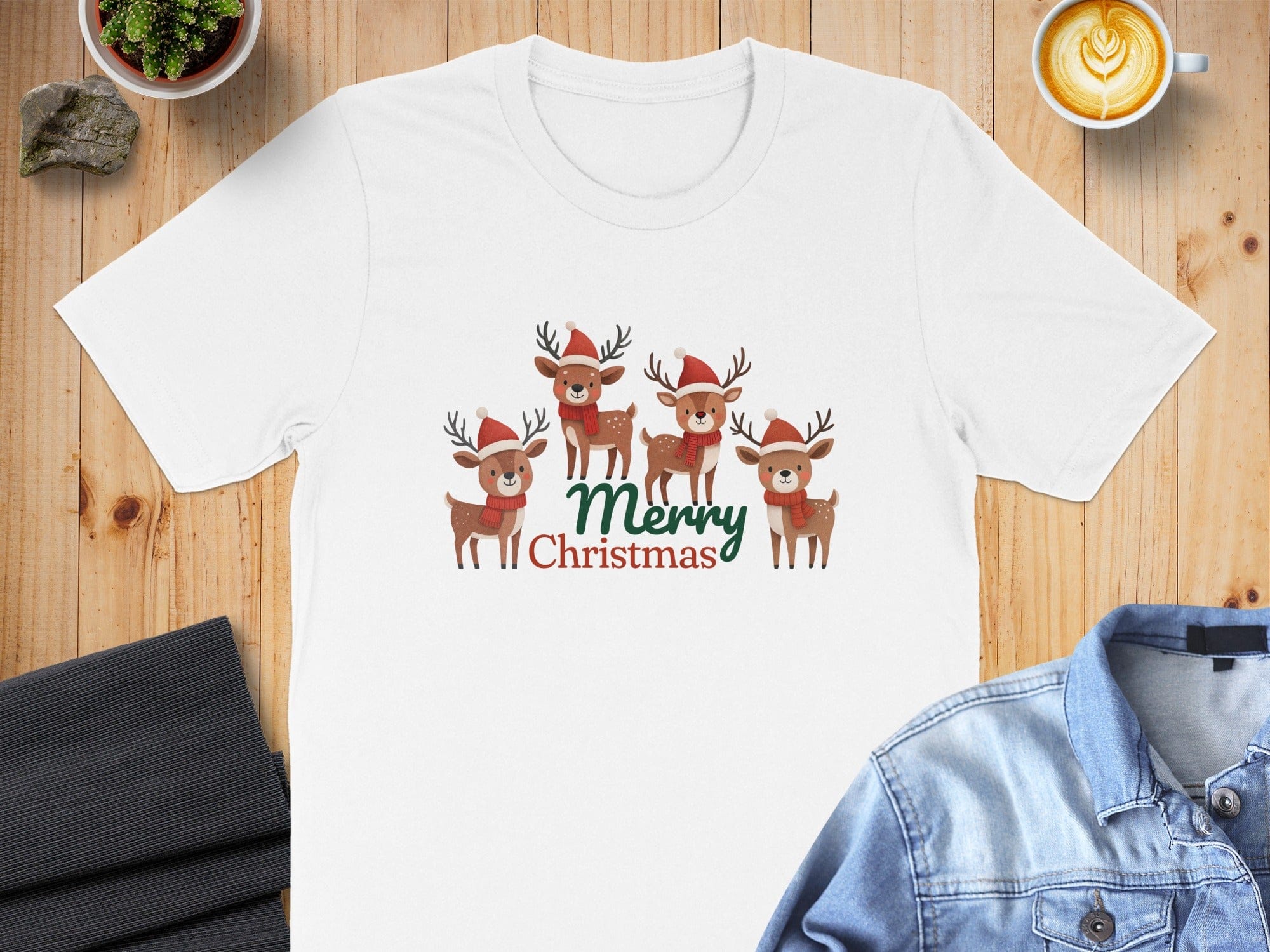 Funny Reindeer Merry Christmas Graphic T-shirt