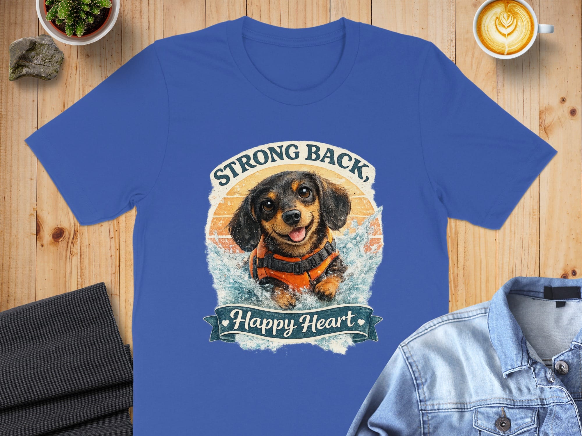 Strong Back Happy Heart Dachshund Dog T-shirt