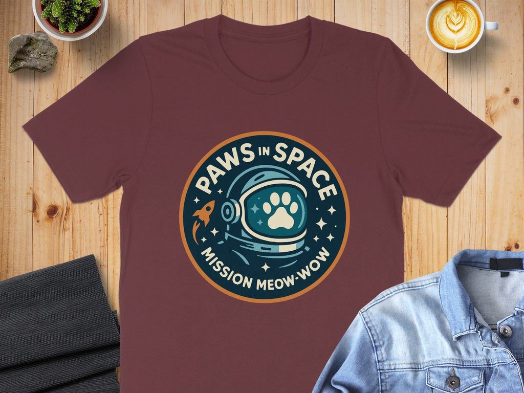 Paws in Space Mission Meow Wow Cat T-shirt