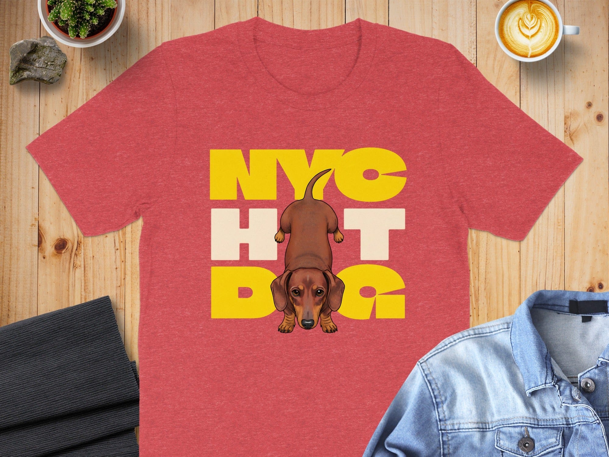 NYC Hot Dog Dachshund Graphic Tee Shirt