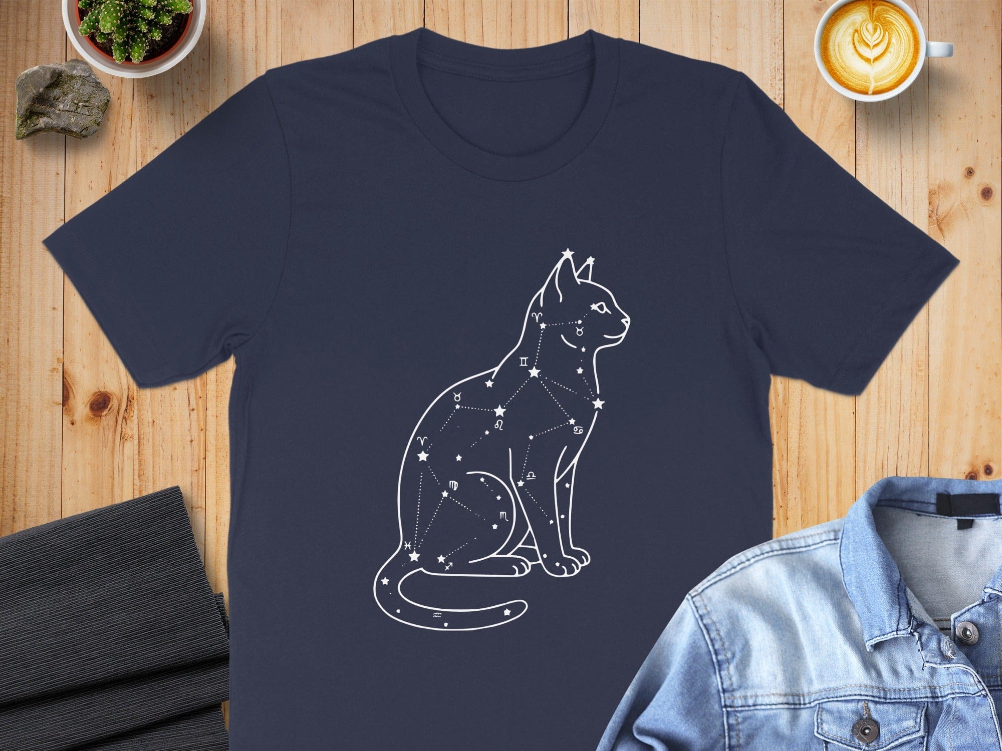 Unique Constellation Cat Graphic T-Shirt