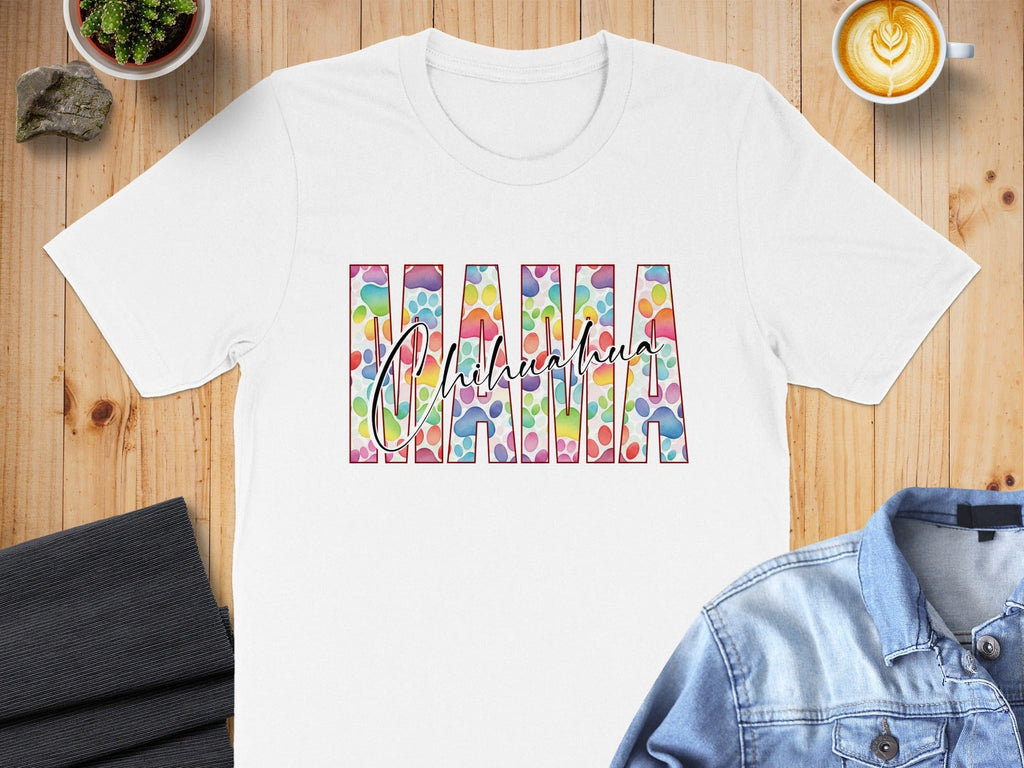 Mama Colorful Paw Print Print T-Shirt for Women