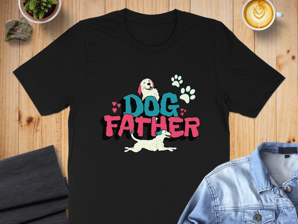 Dog Father T-Shirt with White and Pink Design