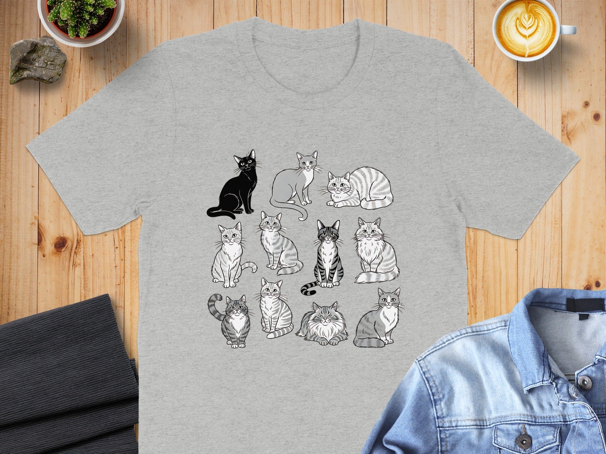 Adorable Assorted Cats Design T-Shirt