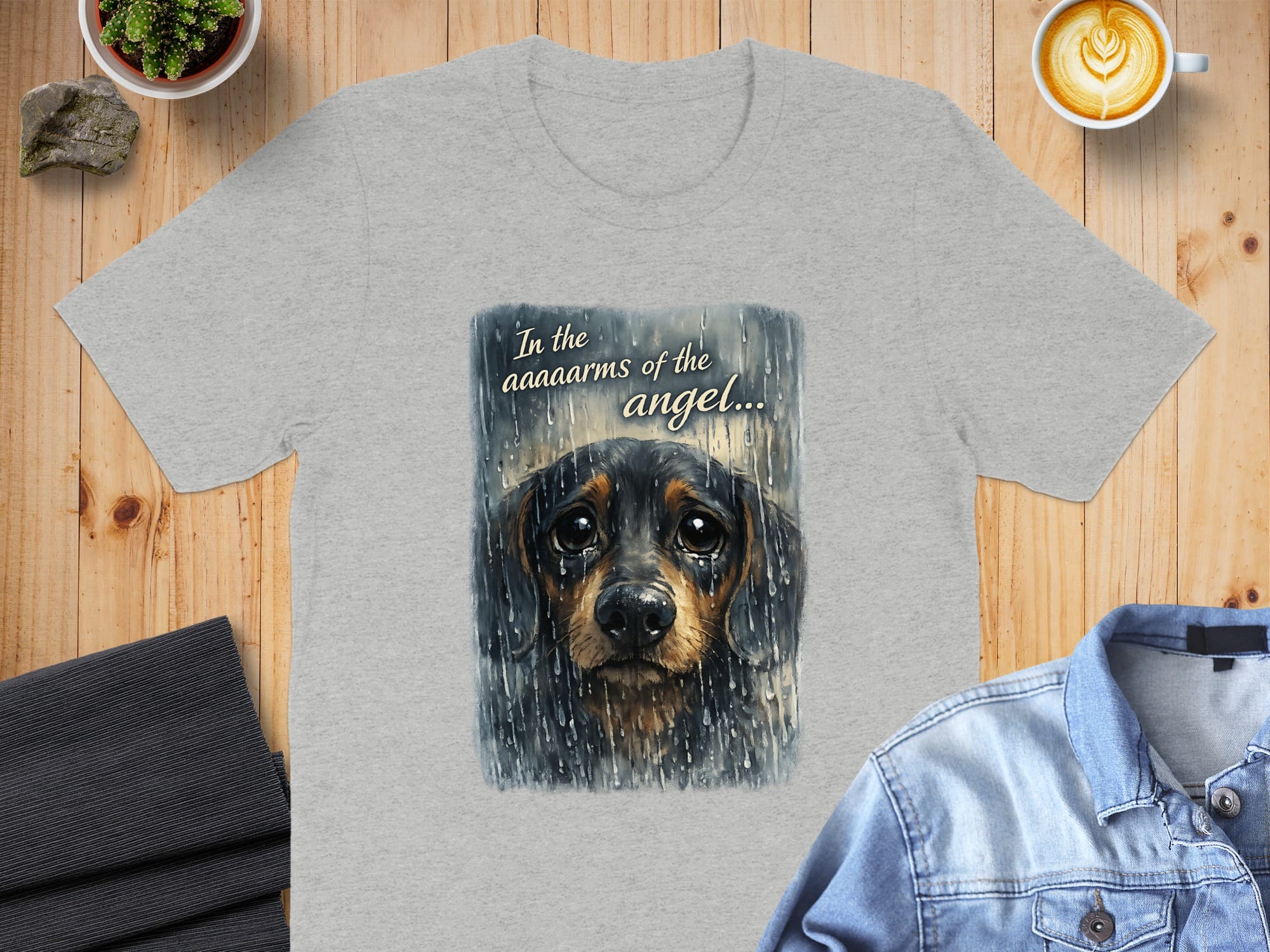 In the Arms of the Angel Dog Print T-Shirt
