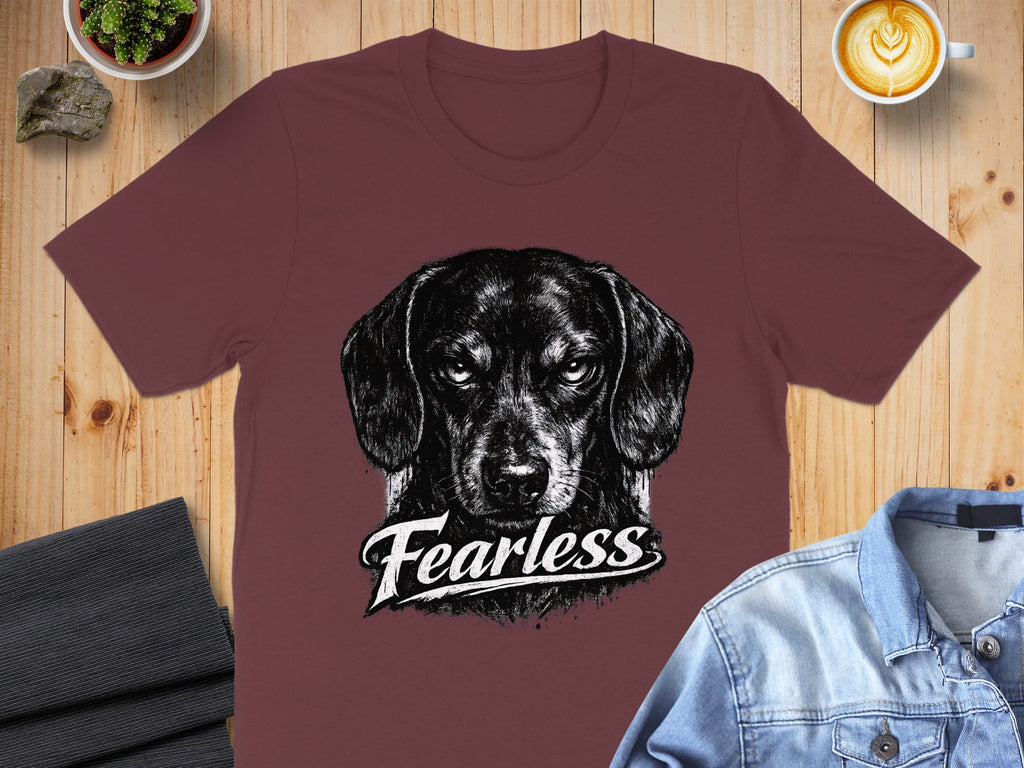 Fearless Dog Graphic Design Maroon T-shirt
