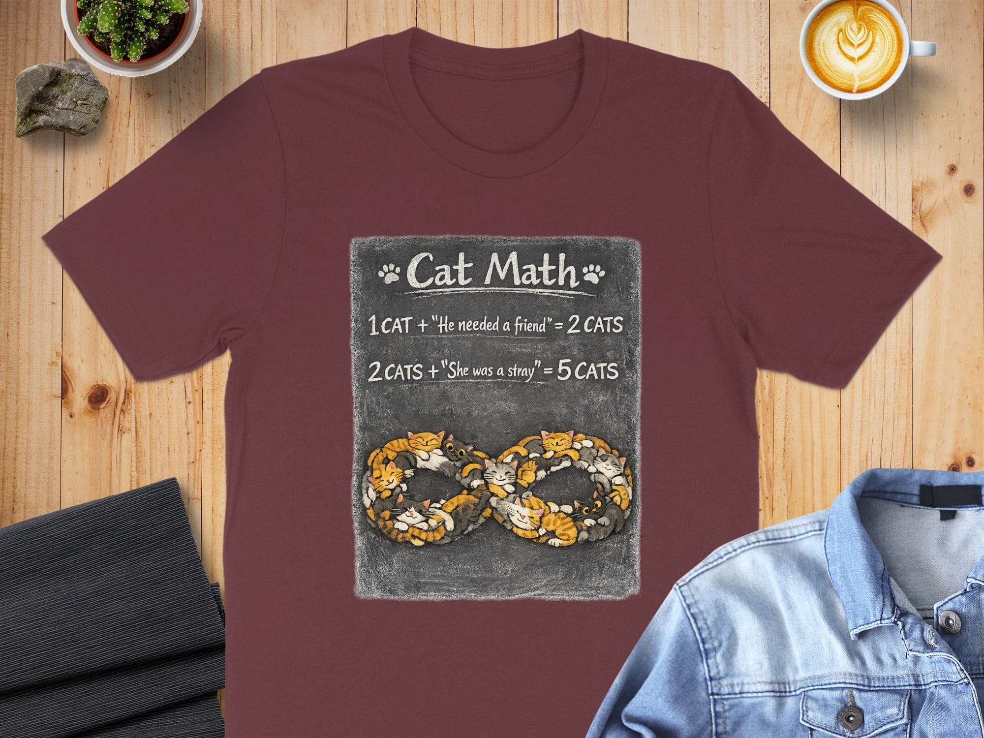 Cat Math Funny Cartoon Cats Lover T-Shirt