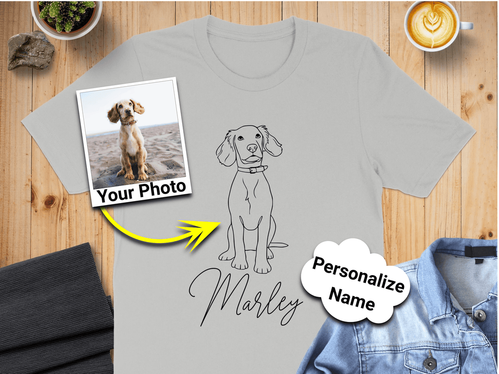 Custom Your Photo Pet Drawing Personalize Name Shirt
