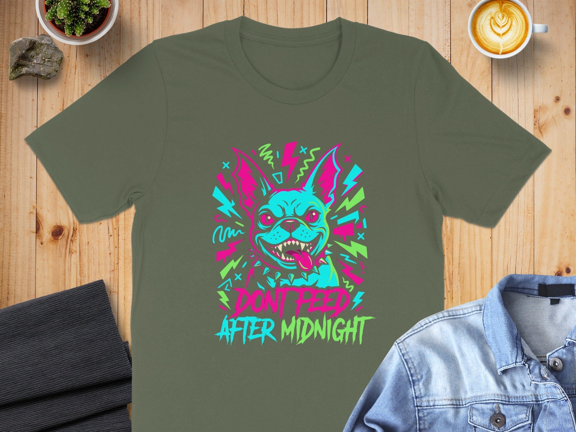 Don't Feed After Midnight Neon Graphic T-Shirt