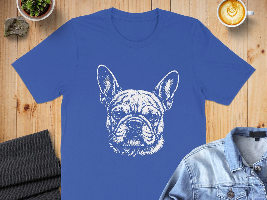 Stylish Blue T-shirt with French Bulldog Graphic Design