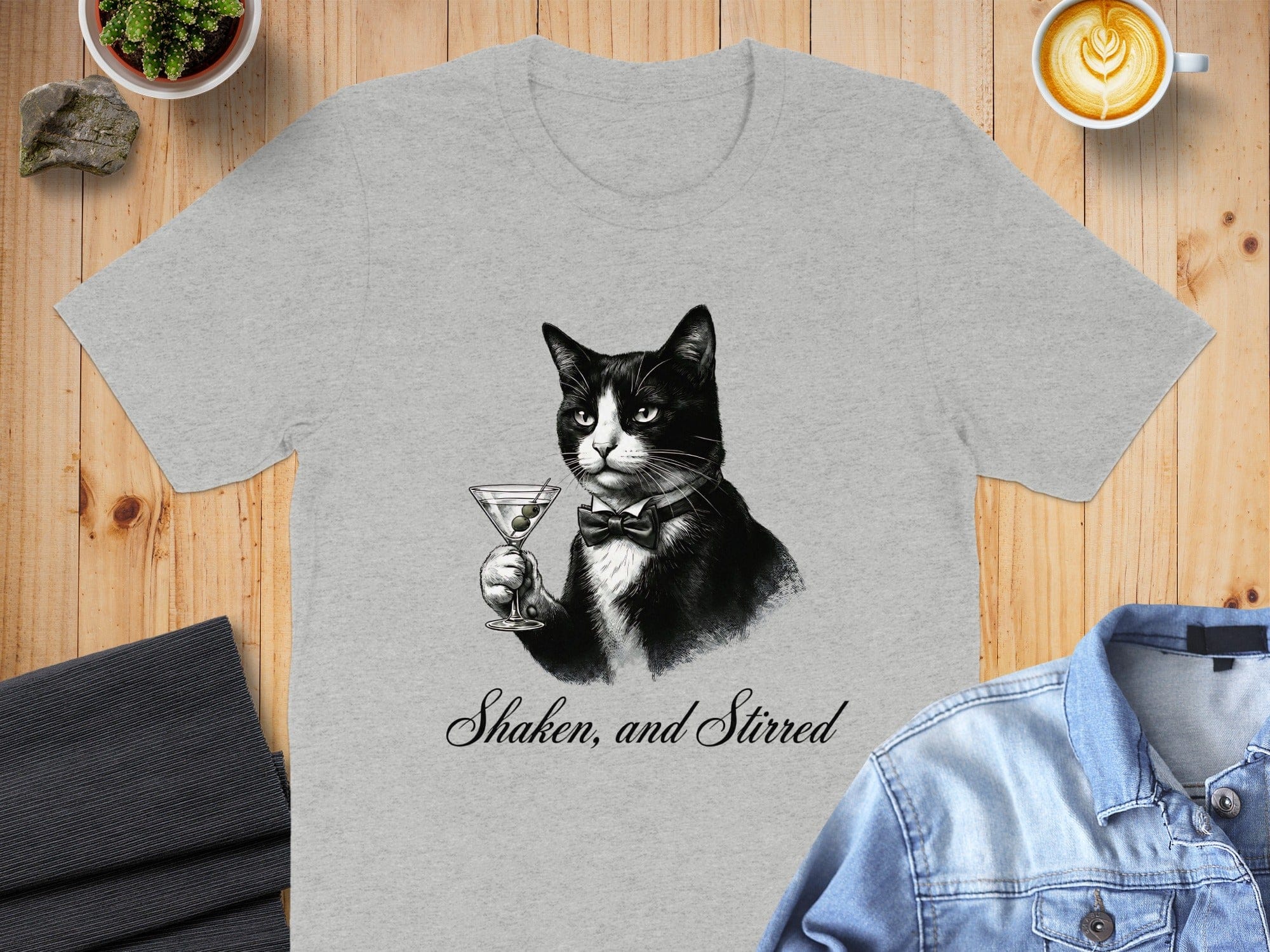 Tuxedo Cat Martini Drinker T-Shirt