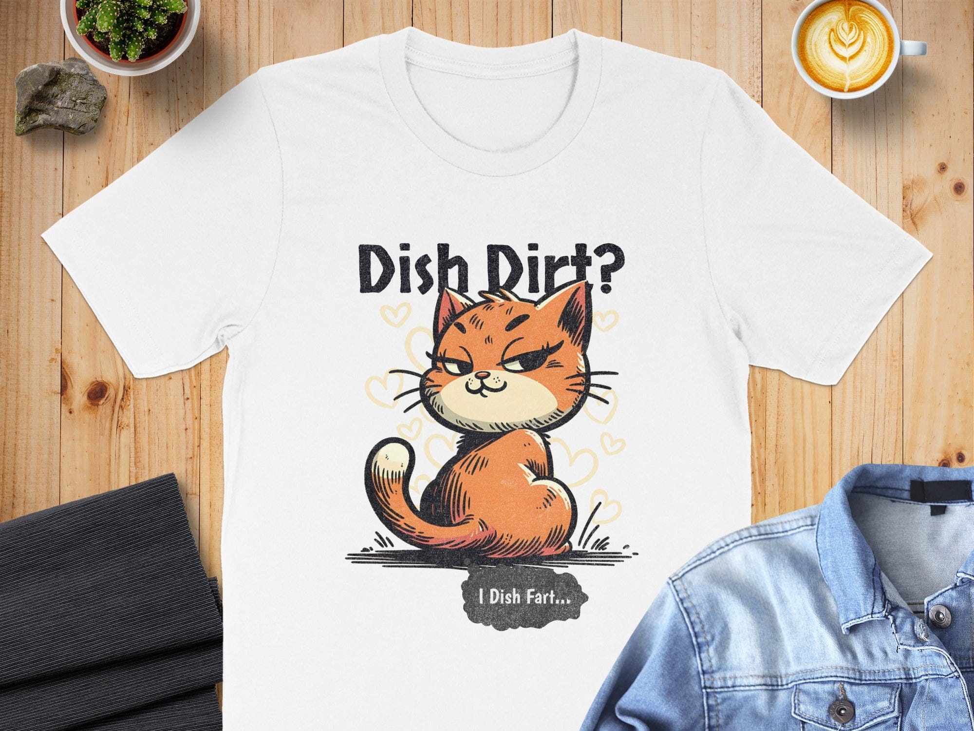 Dish Dirt Funny Cat Themed Graphic Tee