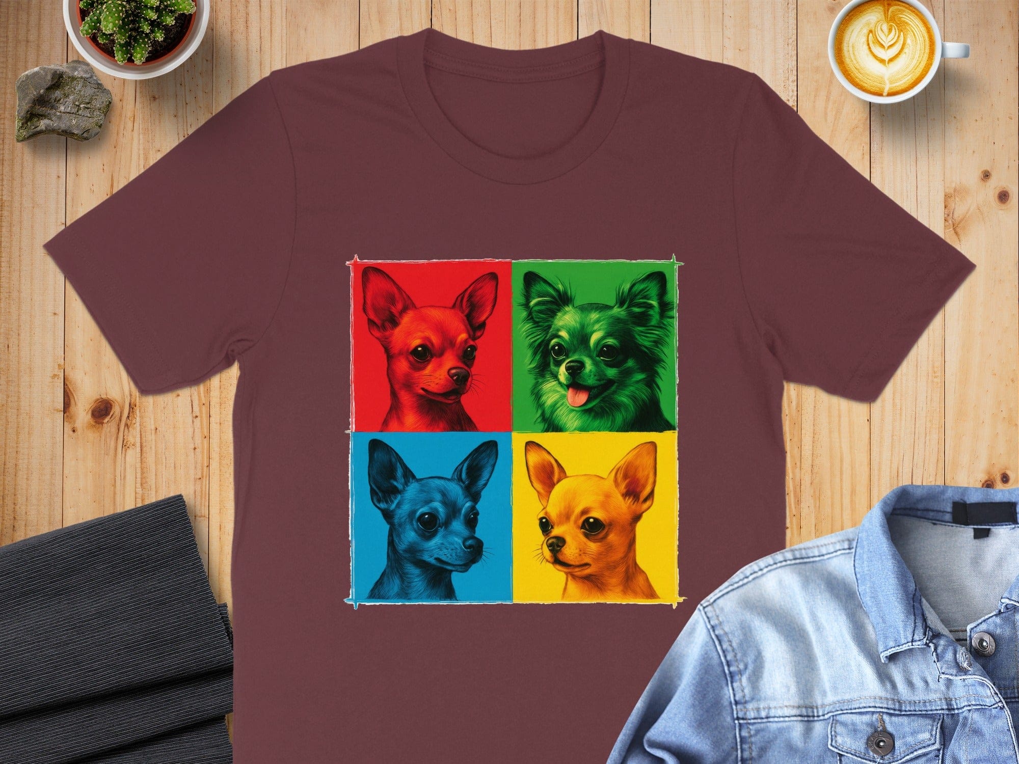Colorful Chihuahua Graphic Print Shirt