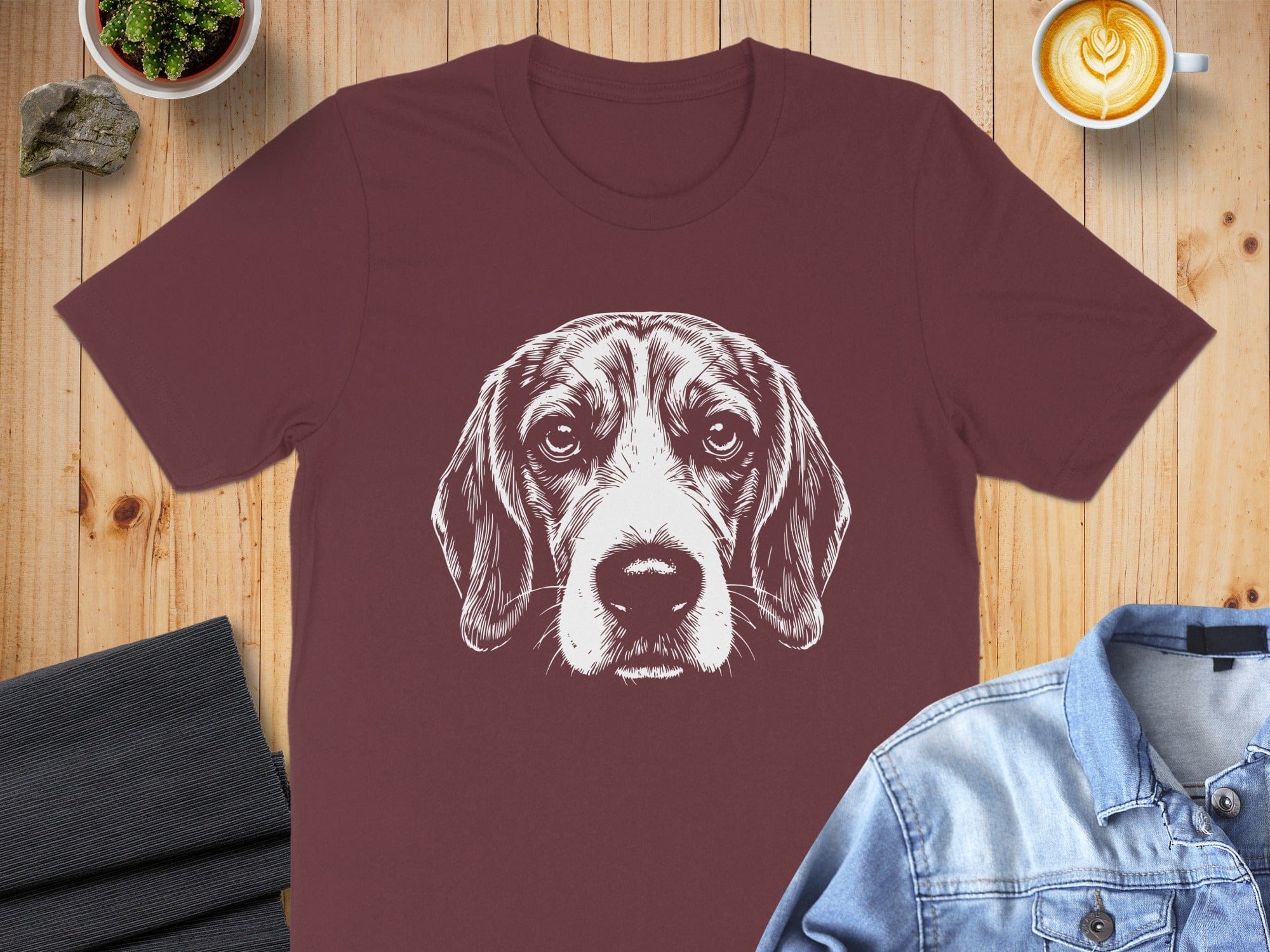 Beagle Dog Face Graphic Tee with Realistic Design